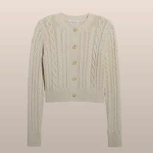 Reformation Foret Cable Knit Cardigan - Size XS, Oatmeal